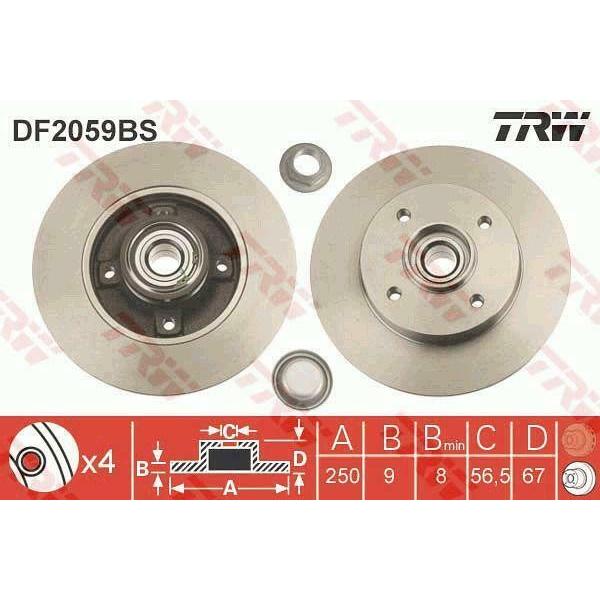 BRAKE DISC WITH BEARING TRW AUTOMOTIVE DF2059BS #1 image